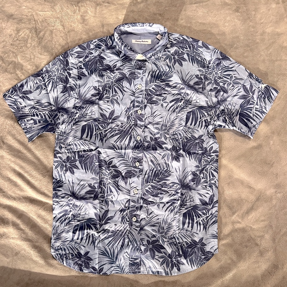 Tommy Bahama Short Sleeve Shirt Men’s Small Blue Casual Button Down Pima Cotton